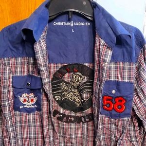 Christian audigier button up shirt
